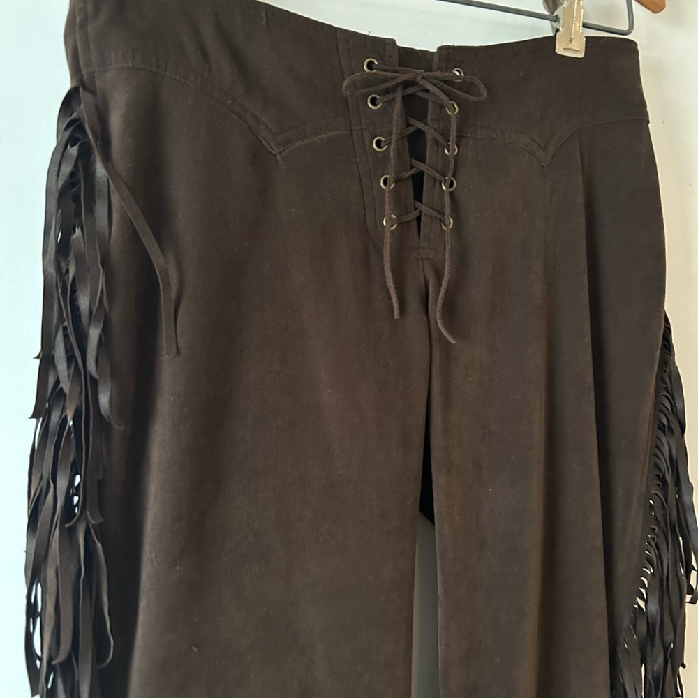 Vintage Rampage Western Low-Rise Lace-Up Fringe Pants